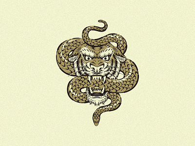 Tiger and Snake Logo/Illustration animal animals bold engraving hand drawn hatching illustration logo luxury sophisticated sports vintage