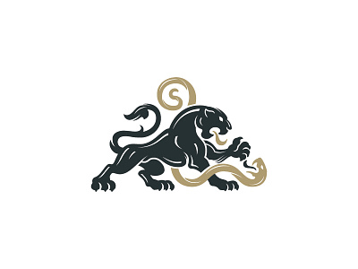 Panther vs snake animal animals bold classic heraldry logo logos panther snake