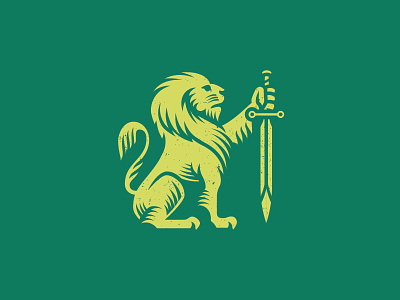 Lion & sword heraldry justice lion logo logos modern retro sword vintage