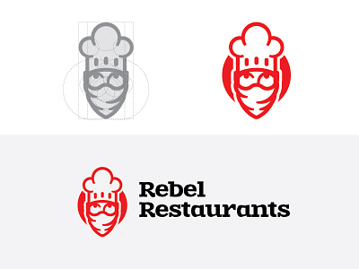 Rebel Restaurants proposal chef face food grid icon illustration logo logos minimalist modern restaurant