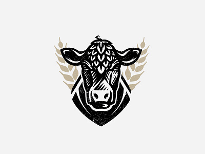 Angus & hop beer black bull hop logo logos retro vintage woodcut