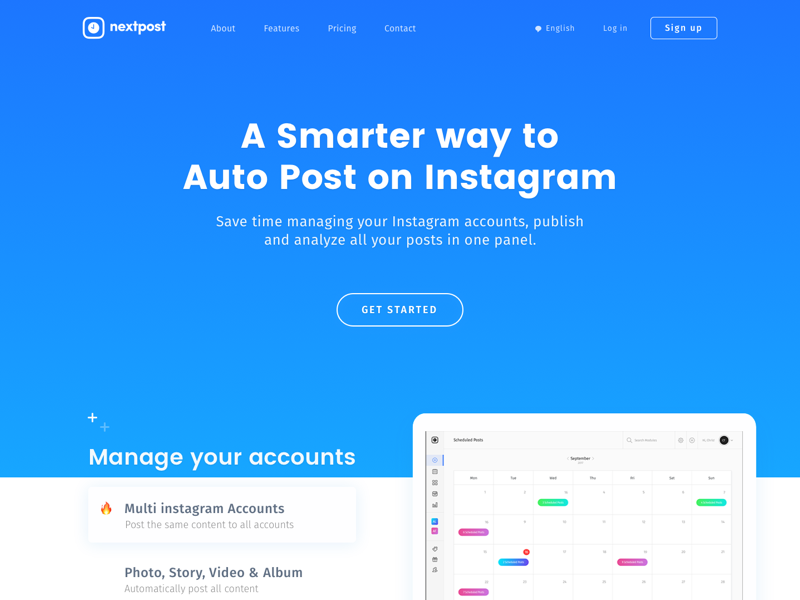 Landing Page - Website for Nextpost homepage sketch interface website application dribbble behance web instagram ui page landing