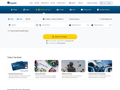 Expedia Homepage Redesign Concept
