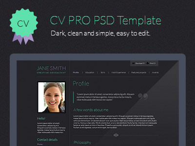 CV PSD Template clean cv cv psd cv psd template dark green lato noise purple