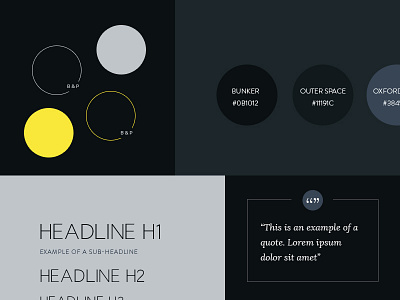 Sorting the look & feel for one of my projects dark grey headline mistery oxford blue quote typography yellow