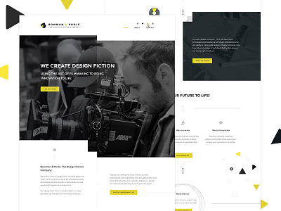 We're live big images black and white dark homepage long page non standard layout website yellow