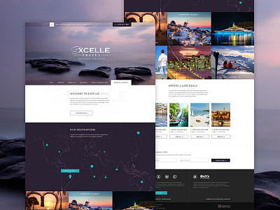 WIP Travel Website destinations holidays homepage map newsletter offers purple teal travel travel design travel website