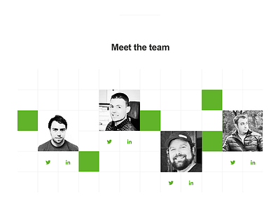 About us :: Meet the team about arial basic shapes clean geometric green grid minimal system fonts team