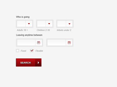 A little grey and red search form form grey inputs red search