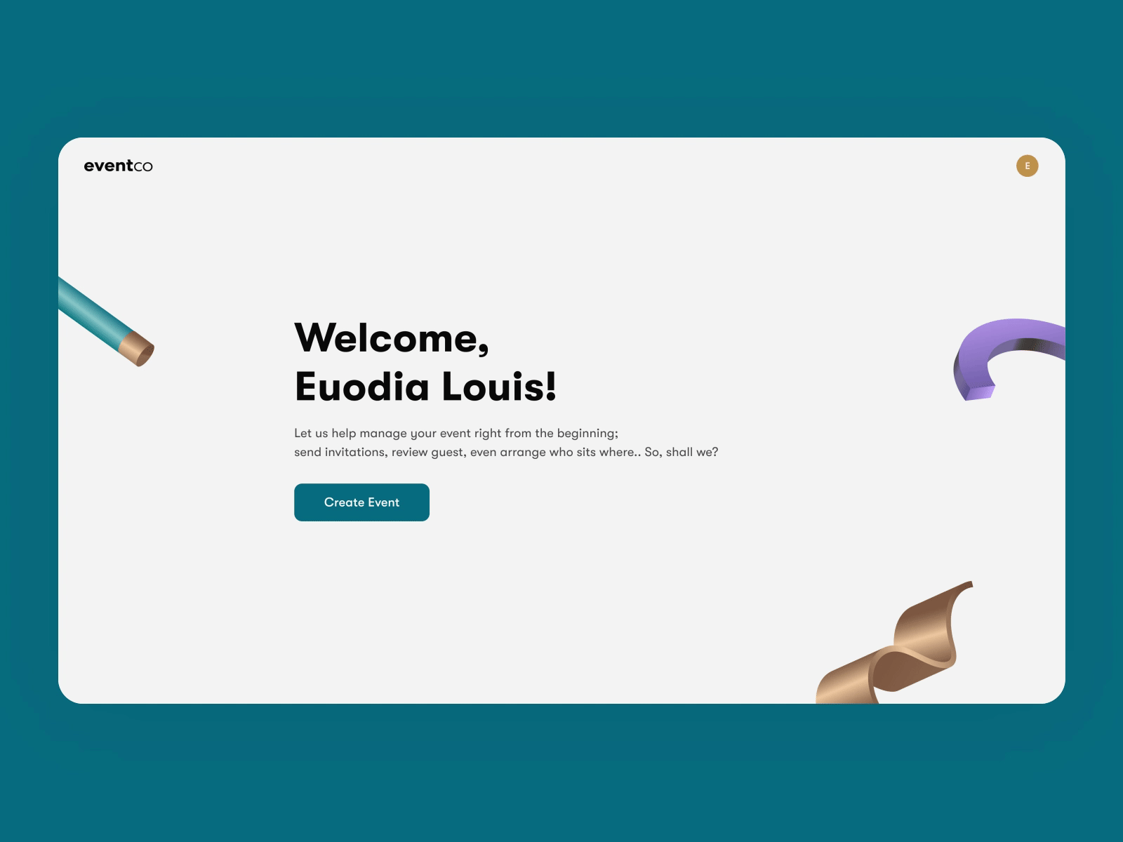 EventCo Greeting Page ✨ animation event greeting page onboarding ui web app website