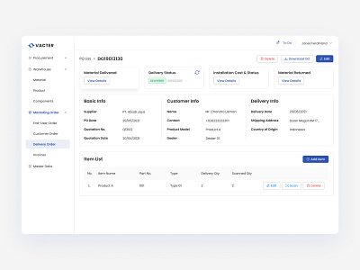 ERP System card design dashboard erp factory simple table ui website