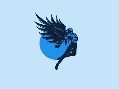 Icarus Logo adobe illustrator cc blue brand logo branding flying flyman icarus icon logo logobrand printlogo typography vector wing