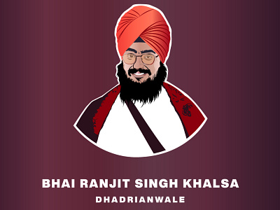 Bhai Ranjit Singh Khalsa Dhadrianwale Vector Portrait