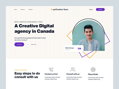 Royal Creative Team Landing page adobe illustrator cc adobe photoshop cc design icon illustration landingpage mockups portrait typography ui ux vector