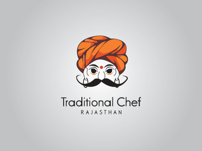 Traditional Chef - Rajasthan - brand logo chef logo design mustaches rajasthan traditional art traditional logo turban