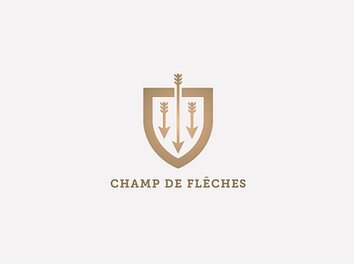 Champ De Fléches arrows gold logo restaurant shield simple