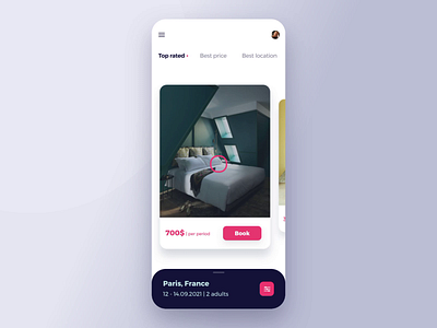 Hotel Booking App animated animation app design flat microinteraction mobile app mobile app design mobile design mobile ui ui uxui design uxuidesign