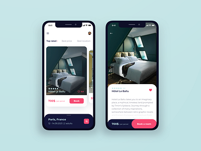 Hotel booking app concept