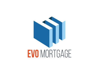 Evo Mortgage Logo 3 d blue finance logo mortgages negative space