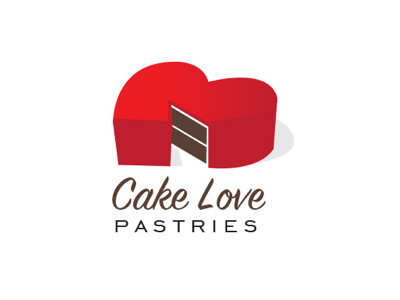 Cake Love bakery cakes heart logo red