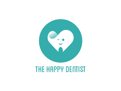 The Happy Dentist cute dentist green logo orthodontist tooth