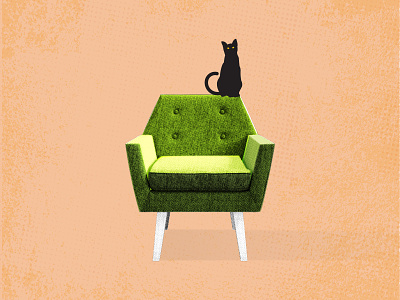 Lucy on a Chair design digital art digital illustration green peach pop art