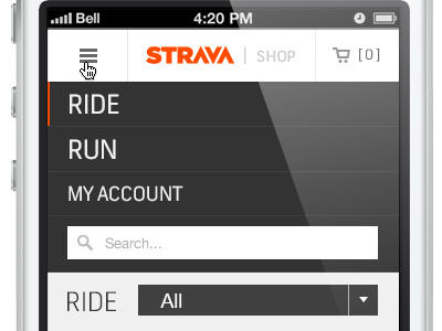 Strava Shop Mobile Mock