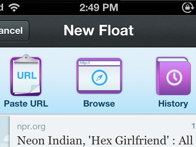 Float Icons and Nav float iphone app mobile
