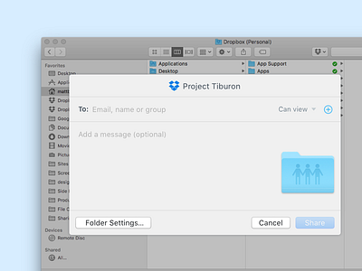 Native Dropbox sharing on macOS