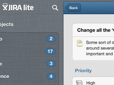 JIRA lite for iPad app atlassian ios ipad jira ui