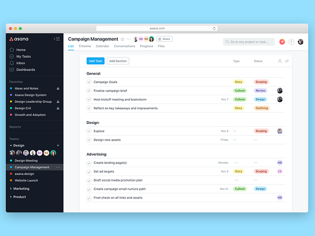 Asana app redesign by Matt Bond for Asana on Dribbble