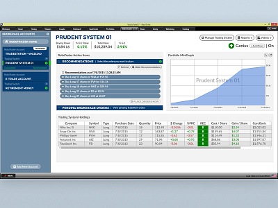 RoboTrader Interface interface market stock trading ui ux