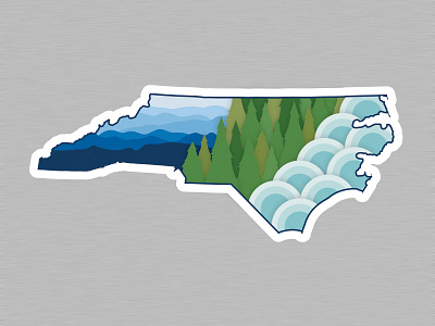 North Carolina Regions beach mountains north carolina outdoors pine shirt sticker