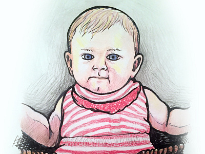 Baby Illustration 2 baby colored pencil pen portrait