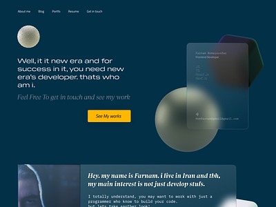 3d and Glassmorphism Landing page