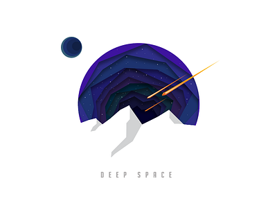 Deep Space geometric layers moon nature space star