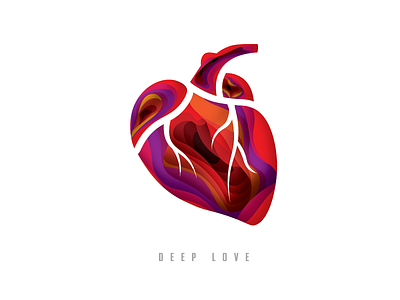 Deep Love flat heart layers life love