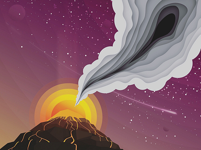 Eruption! art colorful creative design eruption good illustrator layers nature space stars volcano