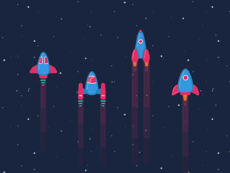 Spaceships In Space animation flat gif rocket space spaceship stars vector
