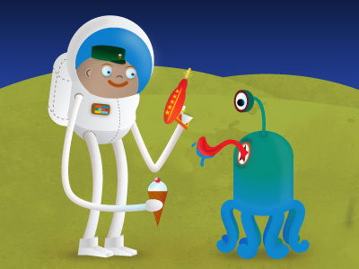 Space Cream alien astronaut ice cream illustration nitzan klamer vector