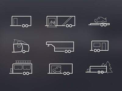 Complete Trailers Icons awesome car custom icons illustration light streamline style trailer truck