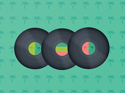 Vinyls beach icons music palmtrees records vector vinyls