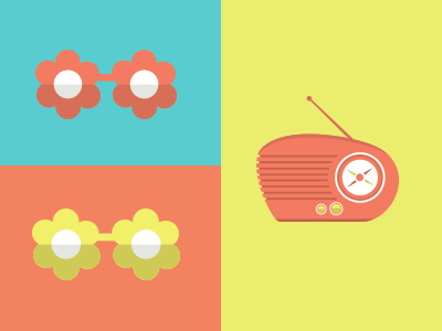 Swanky Icons bright cute icons radio retro sunglasses vector