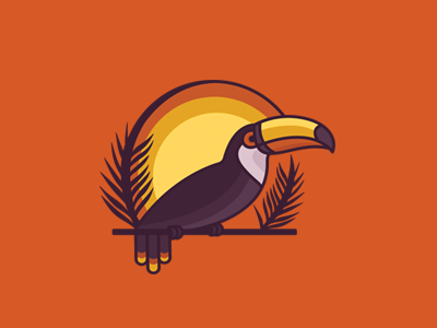 Toucan bird icon orange simple toucan tropical yellow