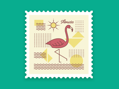 Florida Stamp cute flamingo florida icon stamp sunshine sunshine state tropical