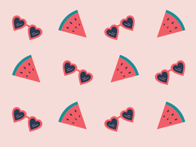 Summer Series Pattern cute icons pattern pink summer sunglasses vector watermelon