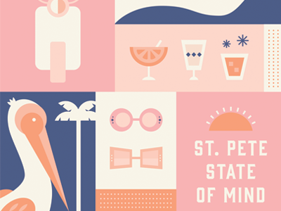 St. Pete State Mind florida icon icon design pelican poster retro sunglasses