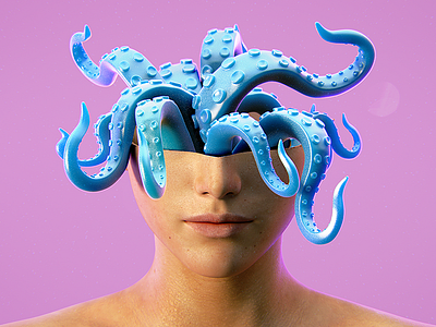 Tentacles on my mind 3d 3dart abstract c4d dailyrender everydays maxon octane particles render tentacles woman