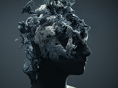The flow 03 3d 3dart abstract arnold black c4d dailyrender everydays head maxon particles render