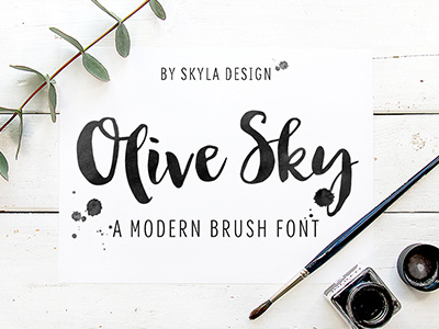 Olive Sky Font bold brush design font modern olive script sky skyla